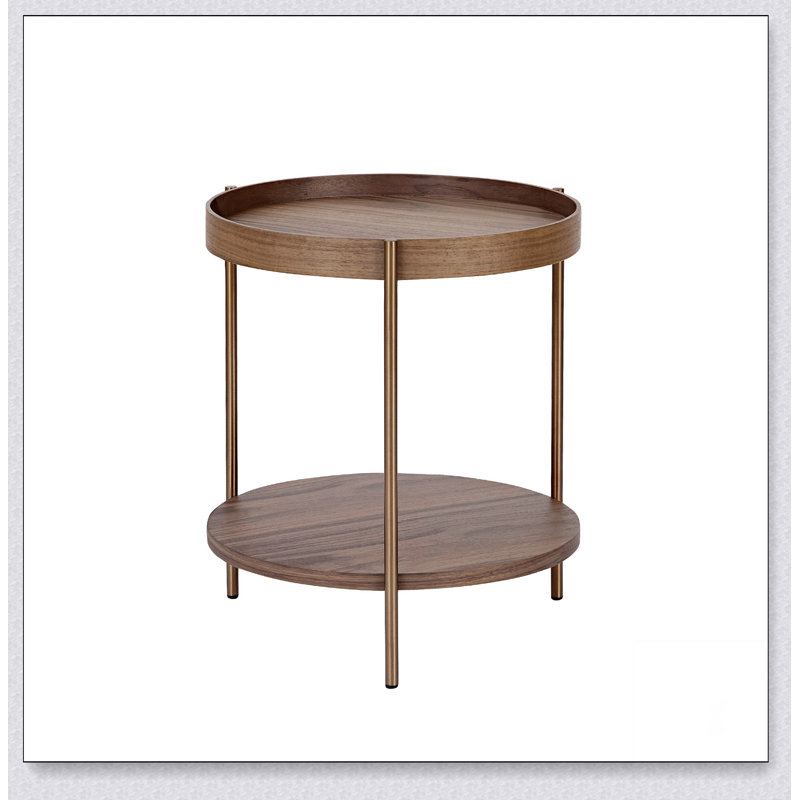 2-Piece Modern 2 tier Round Coffee Table Set for Living Room,Easy Assembly Nesting Coffee Tables, Walnut