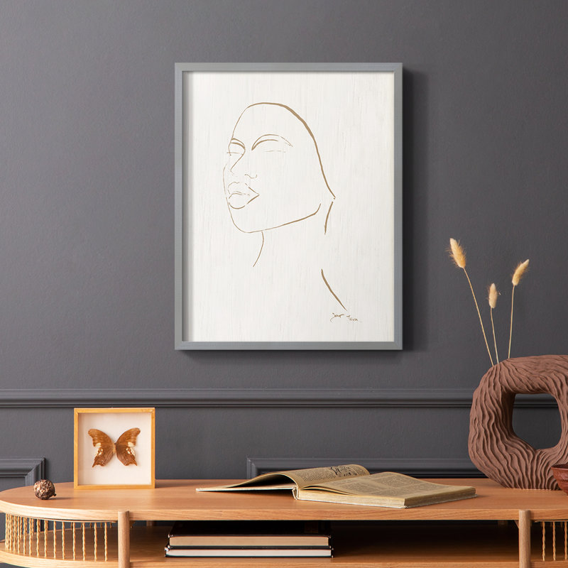 Portrait S Croquis II, reproduction encadrée - bois massif, H 10 po x l 8 po, Gris