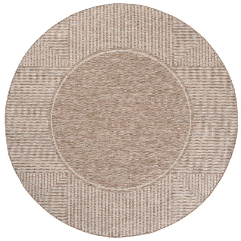 Beach House Power Loom Performance Striped Indoor/Outdoor Rug, 6'-7" x 6'-7" Round