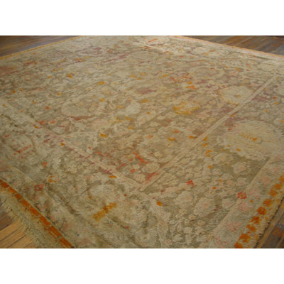 Rare Magnificent Light Gray Color Square Antique Allover Large Scale Design Turkish Agora Oushak Rug