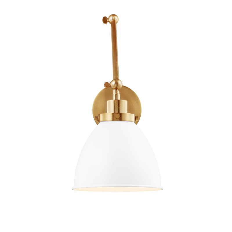 Wellfleet 1 - Light Armed Sconce, Matte White, Burnished Brass