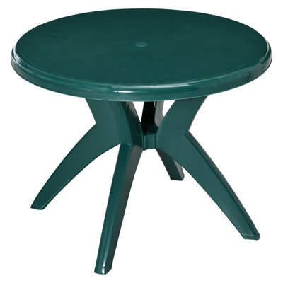 Table de bout d'extérieur verte en plastique avec trou pour parasol 36,25 po Outsunny
