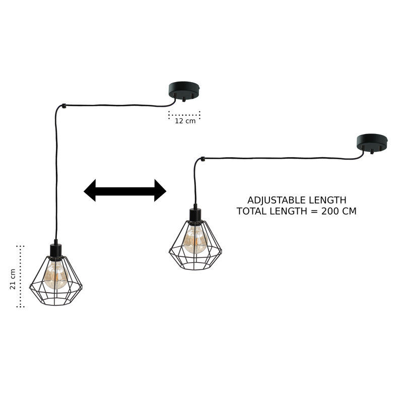 Gertie 5 - Light Geometric Pendant, Black