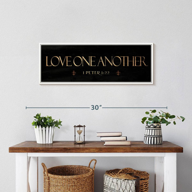«Love One L'autre Verset de la Bible», 25 po x 9 po, Cadre flottant blanc