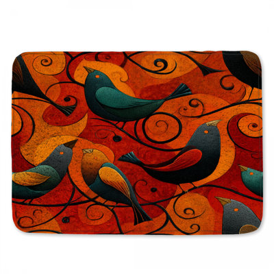 Birds Bath Mat Bohemian Bathroom Decor