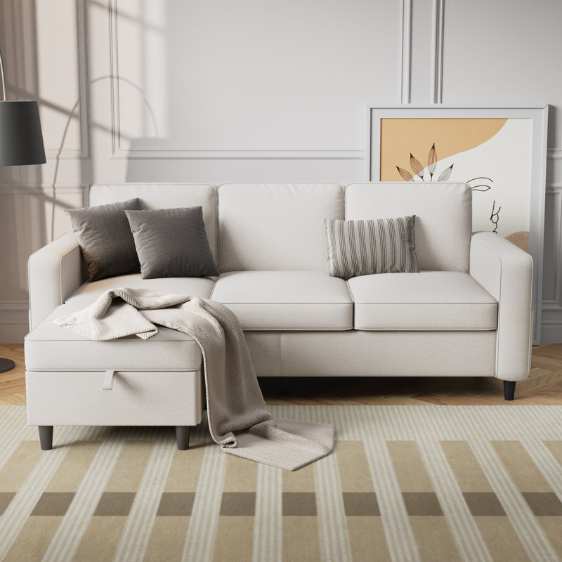 Harkeerat 78" Upholstered Sofa Couch, Beige Linen