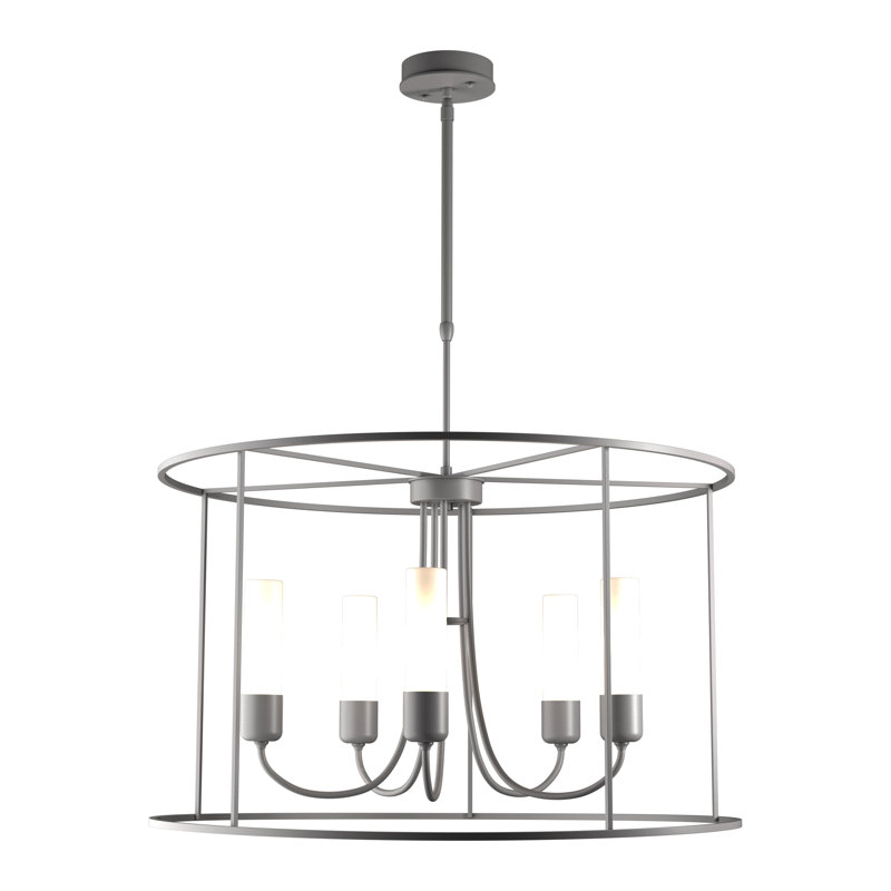 Luminaire suspendu d'extérieur 5 lumières Portico, Verre opale, Acier bruni côtier