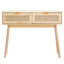 Console en rotin avec 2 tiroirs de rangement, table d'entrée en rotin avec porte coulissante en rotin naturel, table console pour salon, bureau, entrée ou mur de télévision, naturel