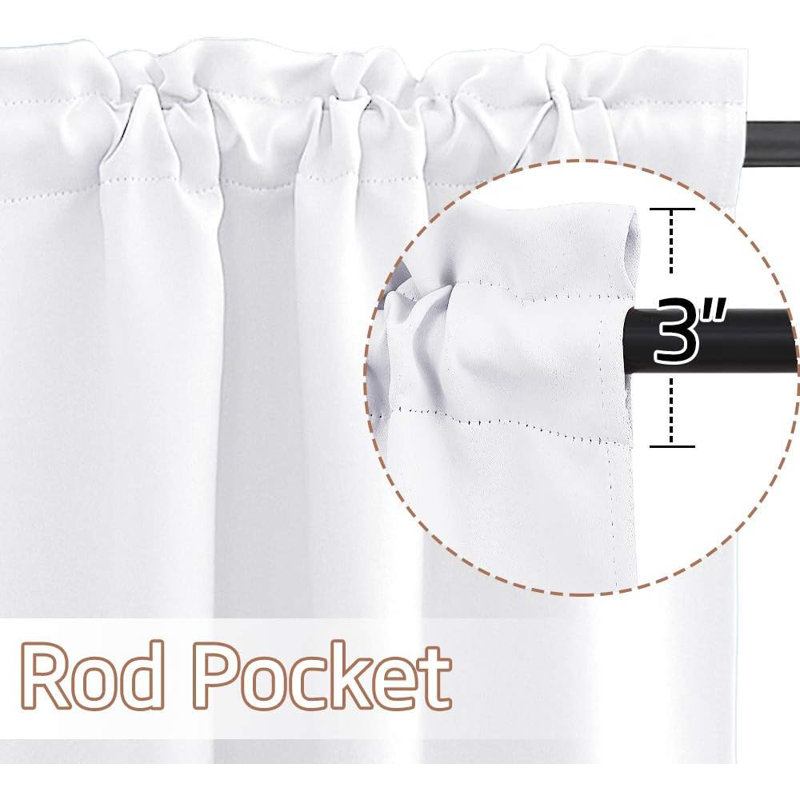 Polyester Blackout Rod Pocket Valance, Pure White, 29" W x 30" L