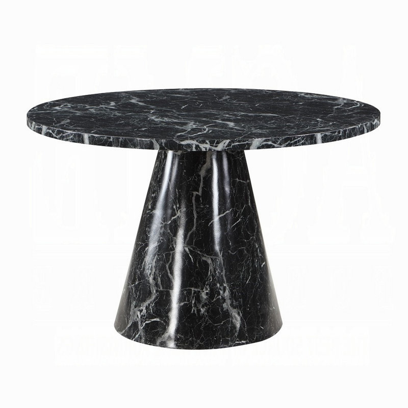 Engineered Stone Round Dining Table, Black