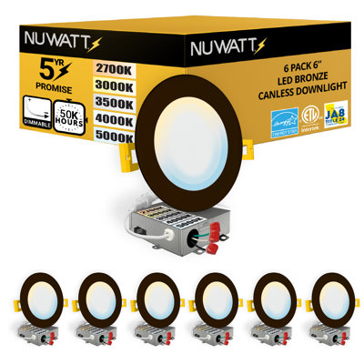 Panel Downlight 6'' Selectable Color Temperature Dimmable Air-Tight IC Rated LED Canless Recessed Lighting Kit