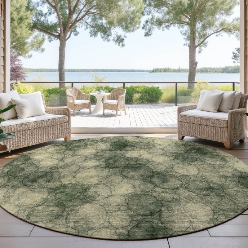 Machine Washable Indoor/Outdoor Chantille ACN2424 Abstract Rug, Round 8'