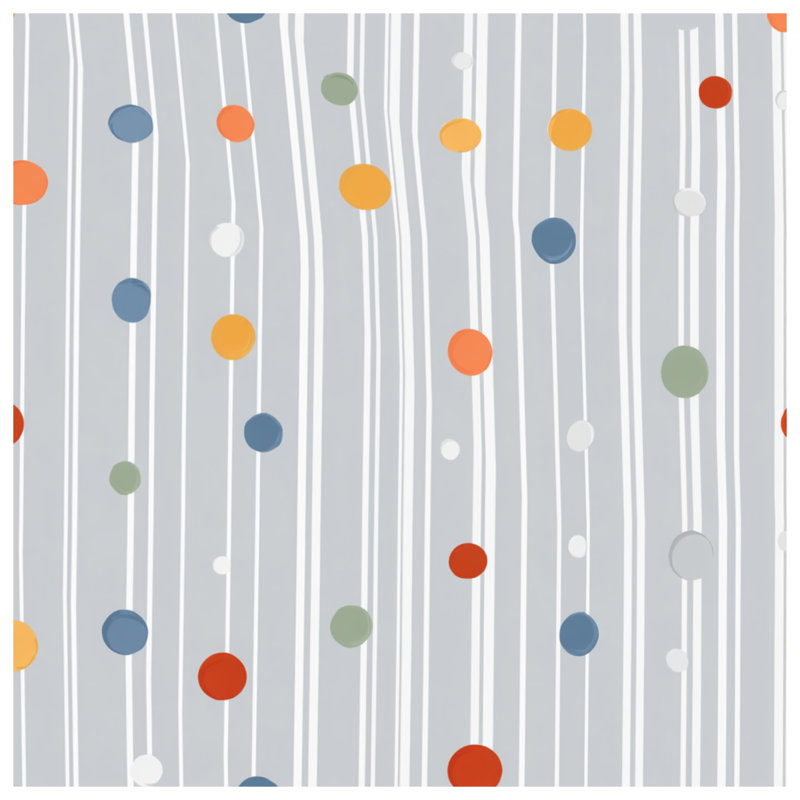 Rideau de douche à pois - Motif de décor de salle de bain moderne, L 70 po x H 93 po