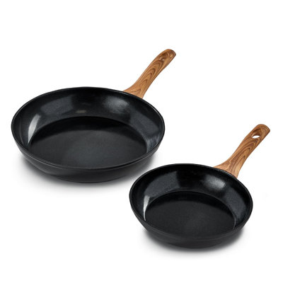Blackmoor 2pc Wood Handle Frypan Set