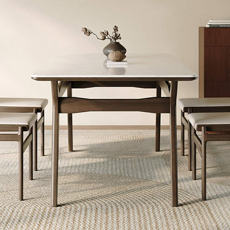 Table de salle à manger en bois de frêne mat couleur noyer, H 29,52 po x L 55,11 po x l 31,49 po