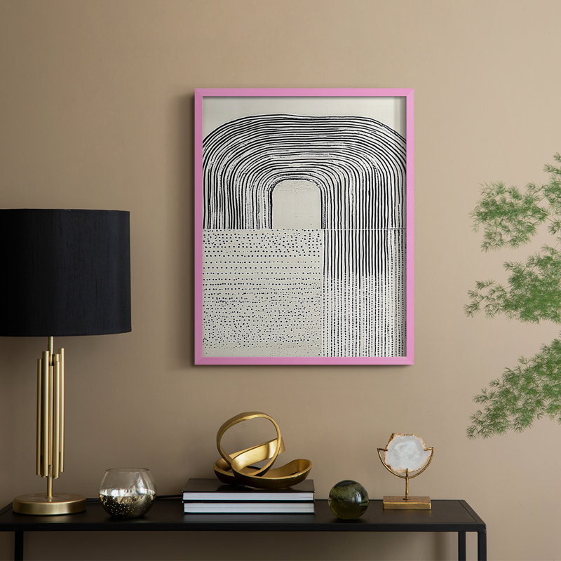 Impression abstraite encadrée CXCVII - prête à être accrochée - fabriquée aux États-Unis, Rose, H 10 po x l 8 po