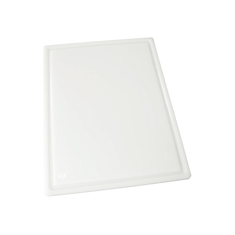 White Rectangular Heavy-Duty Plastic Cutting Board with Groove