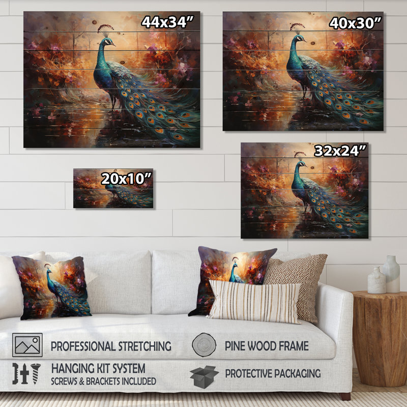 Teriya - Décoration murale animaux en bois sur bois de pin naturel, H 24 po x l 32 po