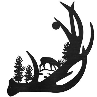 Art mural abstrait avec orignal et bois de cerf - baltique baltique naturel (24 po x 21,8 po)