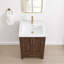 Meuble-lavabo Gela 23,6 po à lavabo simple, couleur brun vieilli épicéa, avec lavabo encastré en céramique blanche.-135457521