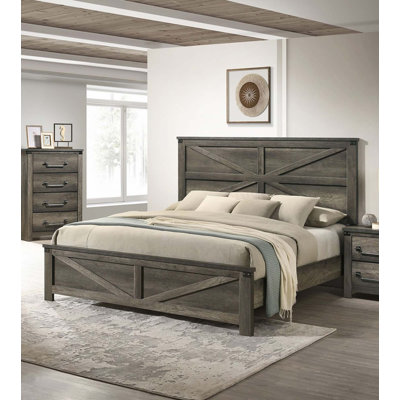 Lit rustique gris 1pc (seulement lit)