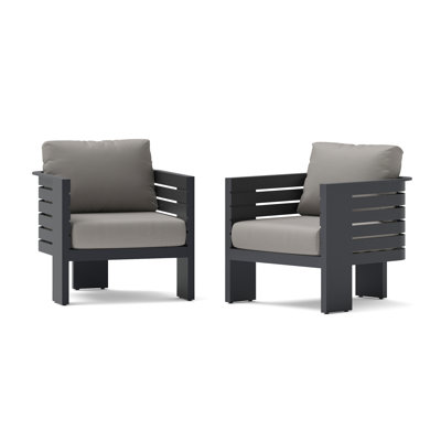 Fauteuil club d'extérieur en oléfine 2 pièces Ari - anthracite