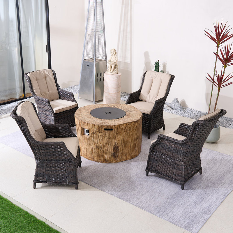 Ensemble de conversation avec coussins 5 pièces Nouriah, Beige, Brun
