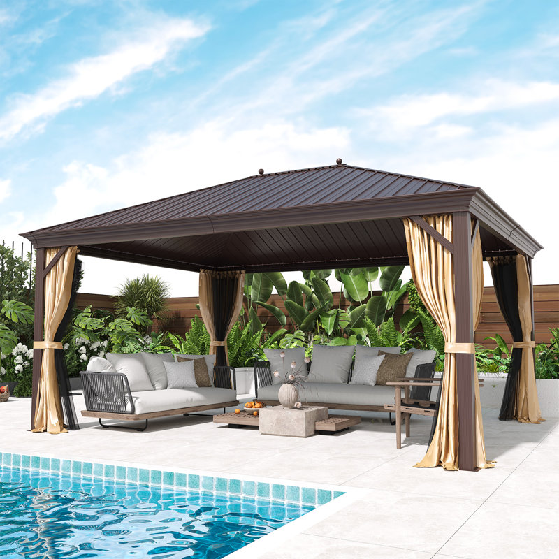 16 Ft. W X 12 Ft. D Aluminum Patio Gazebo, Pro Premium Gazebo