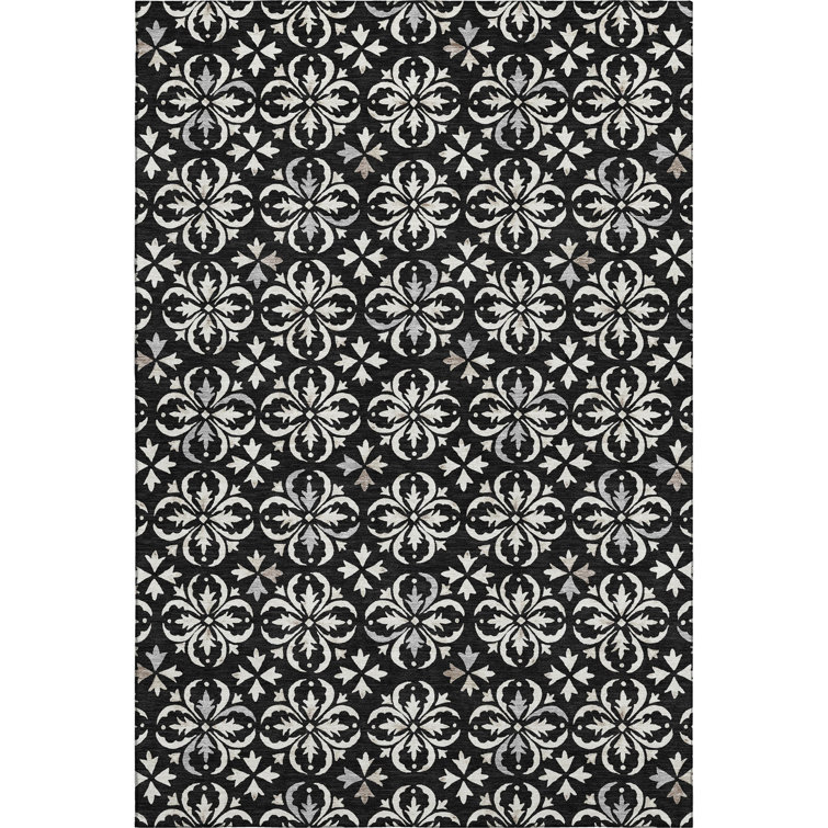 Premium Machine Washable Prisco Black Rug