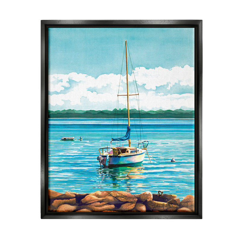 Conception d'art sur toile encadrée flottante par Breakwater Bay, H 21 po x l 17 po x P 1,7 po, Cadre flottant noir de jais