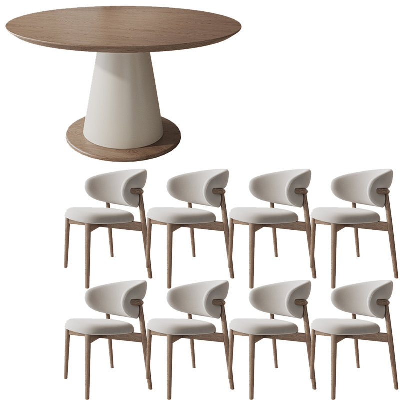 French style round solid wood dining table set