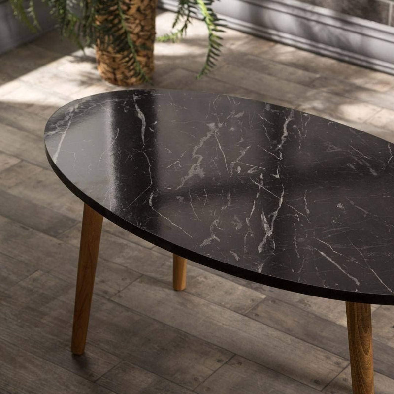 Valerie 35cm Console Table, Black Marble