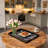 S/2 Black Marbled Rectangular Trays with Cut-Out Handles for Elegant Serving and Organizing