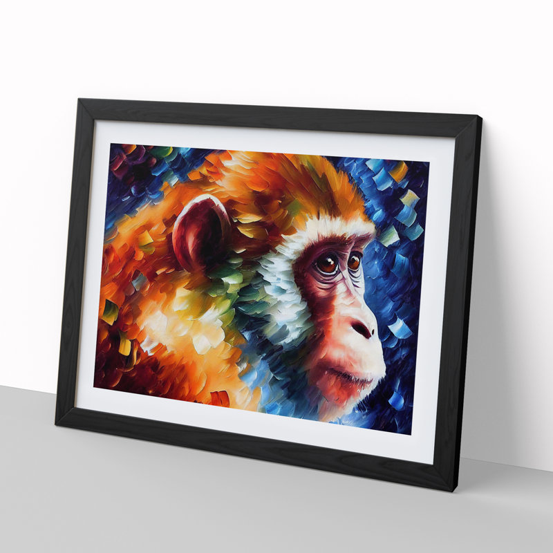 Monkey - Framed Print, Black Framed, 46cm H x 64cm W