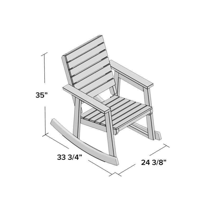 Chaise d'extérieur en bois massif à bascule Laci, Gris cendré