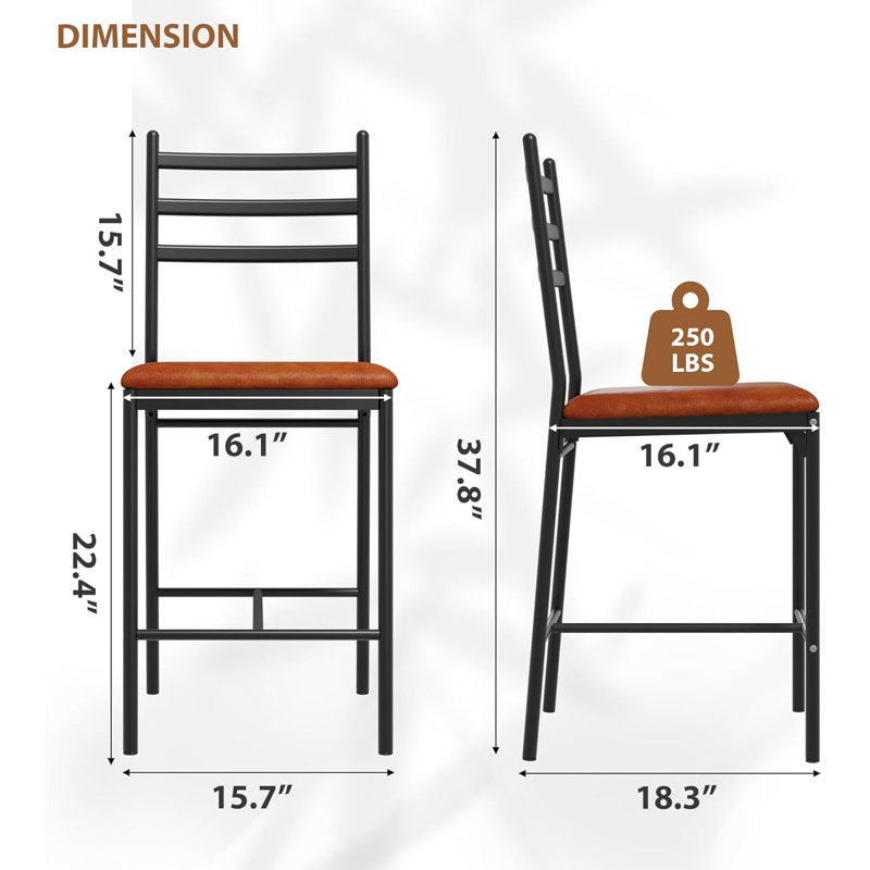 Counter Stool with Metal Frame, 65.83 cm, Brown/Black