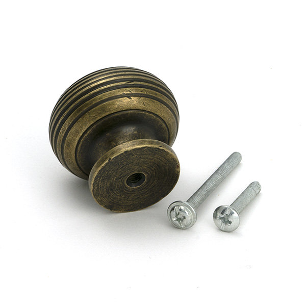 Beehive Cabinet Knob, 1.57" Knob Diameter, Burnished Brass