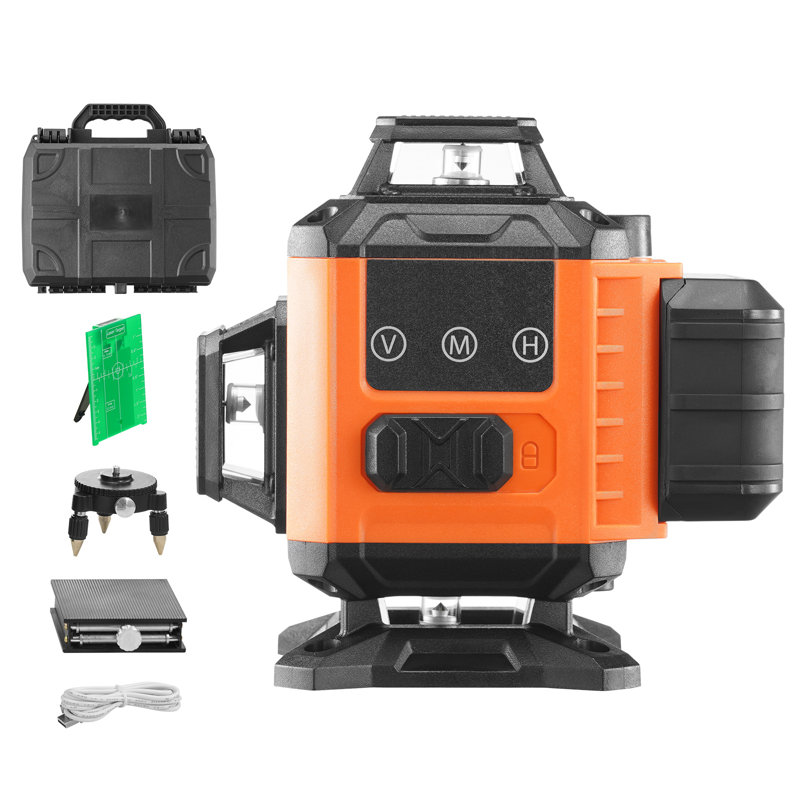 Laser Level, 100ft, Self Leveling Manual Green 3 x 360° Cross 16 Line Laser