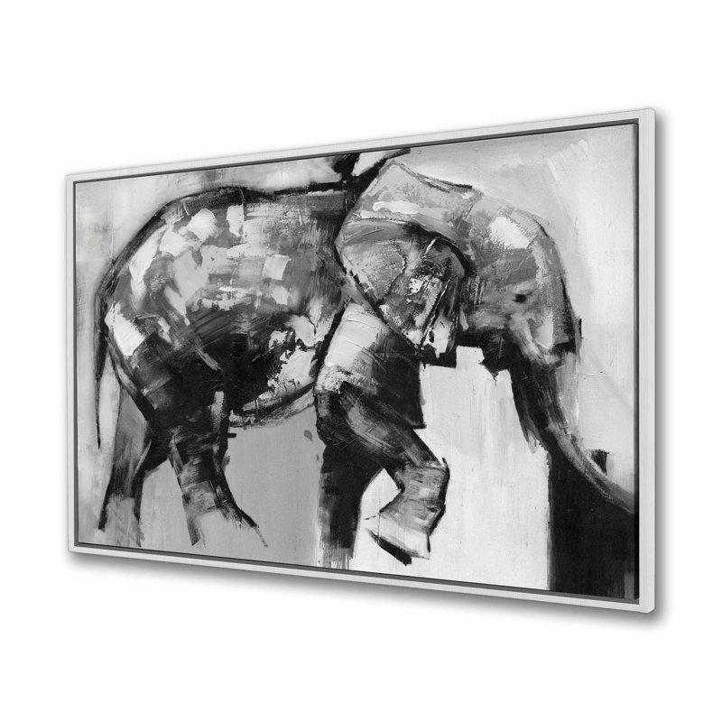 Magnifique éléphant monochrome | Toile grise avec animaux gris