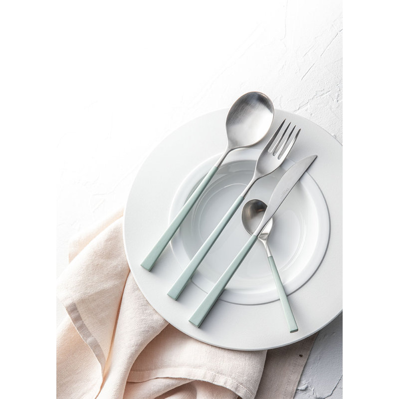 Fuse Color 24 - Piece Stainless Steel Flatware Set - Service for 6, Jade
