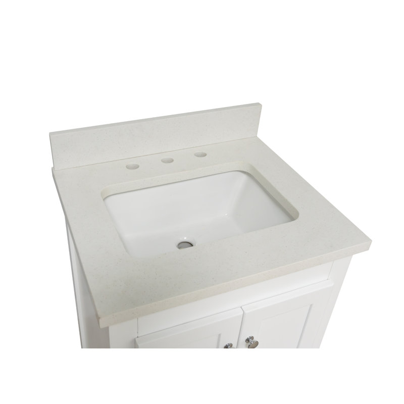 Abbey 24" White Solid Wood Vanity Cabinet with Quartz Top