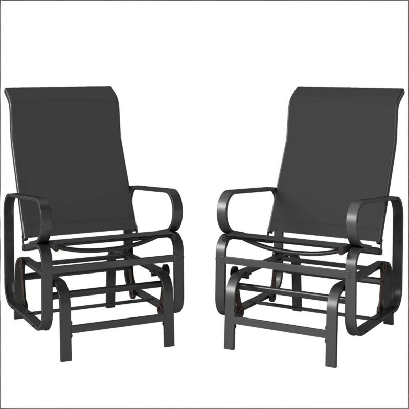 Ensemble de 2 chaises berçantes d'extérieur, Noir