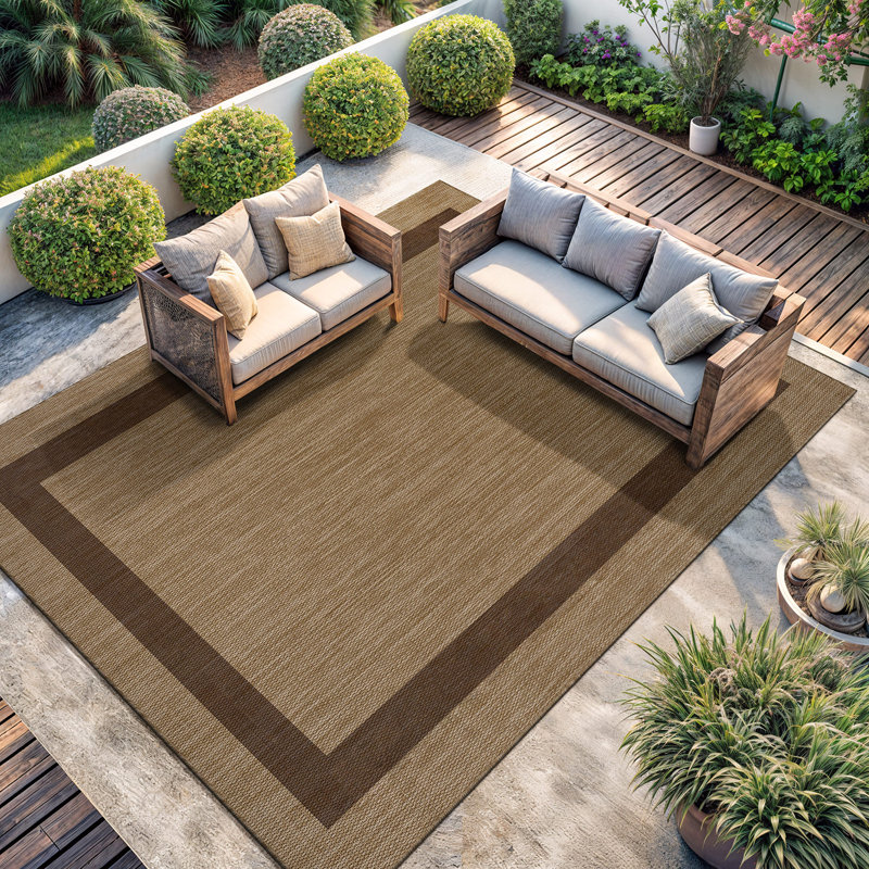 Tapis intérieur / extérieur beige / brun, Rectangle 5 pi x 7 pi