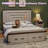 Farmhouse Wood Platform Full Bed Frame with 54" Tall Geometric Headboard & Footboard, White-1552661372-1552661371