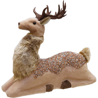 Décoration de table de cerf de 9,5 po beige et brun assis