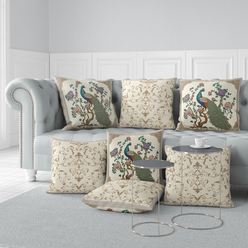 Lavish Peacock Floral Reversible Throw Pillow, 16" x 16"
