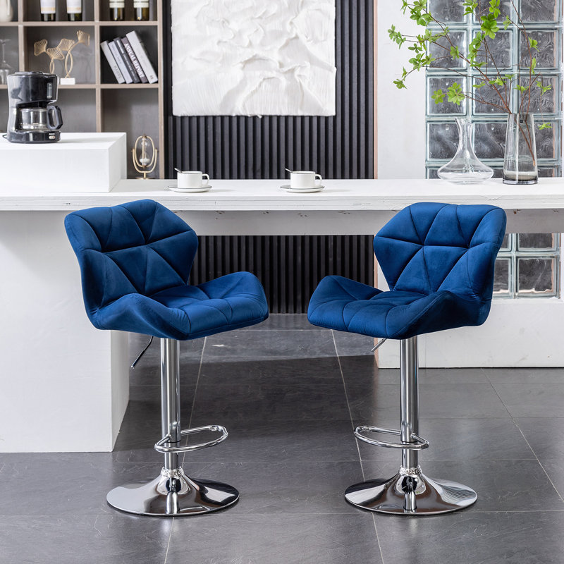 Ensemble de 2 tabourets de bar Breni Velvet Diamond
