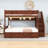 Full XL over Queen Bunk Bed with Built-in Staircase, Storage Shelves, Twin Trundle, and LED Light-2131684613