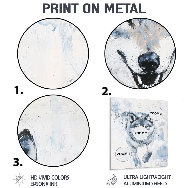 Winter Wolf Running In The Forest I - Animals Metal Decor, Wolf Metal Print, 20" H x 12" W