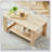Rectangular Coffee Table with Glass Table Topand Shelf